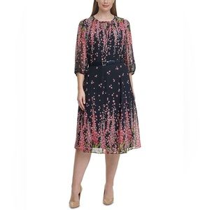 Brand New Plus Women’s Floral Printed Calf Midi Dress